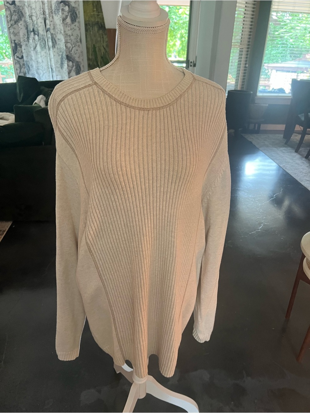 Axcess men’s Cream Ribbed Scoop-Neck Sweater